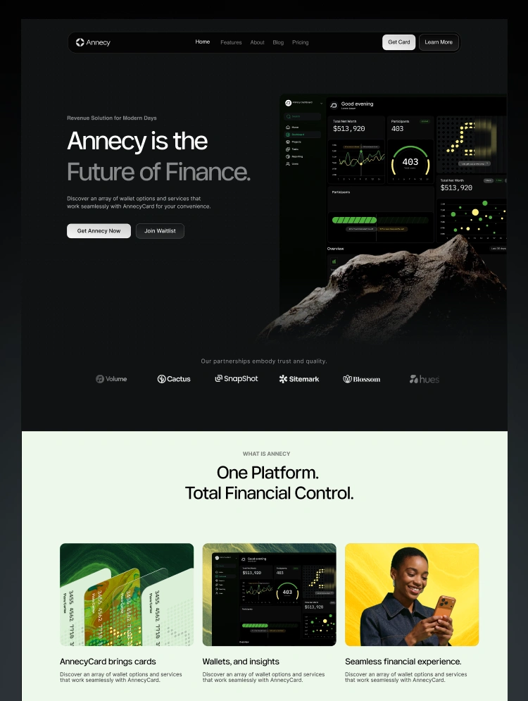 Annecy, a Webflow finance template by Wedoflow