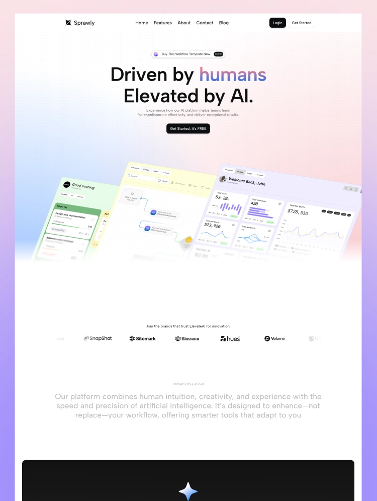 Sprawly, a Webflow technology template by Wedoflow